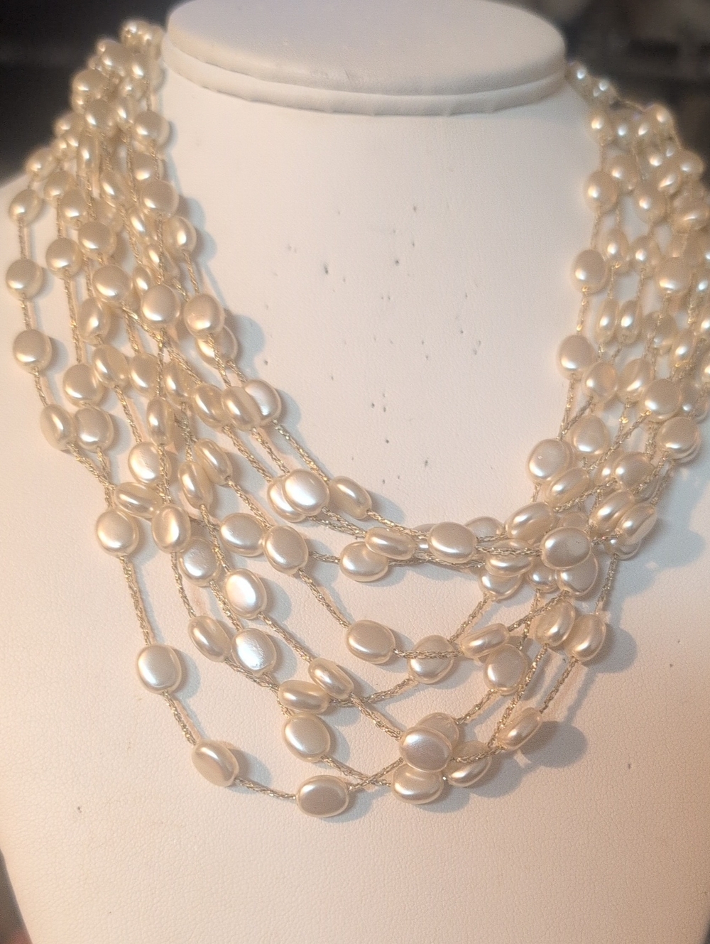 Multi-Strand Ivory Pearl Bead Necklace - Elegant Women's Jewelry